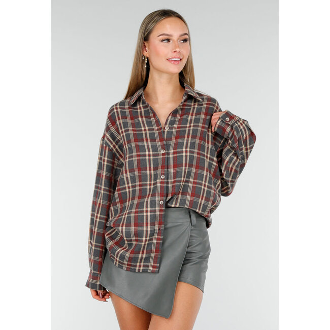 Oversized-Bluse mit Karomuster