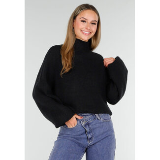 Schwarzer Oversized-Strickpullover
