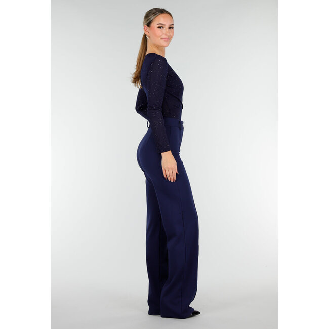 Tall Super Stretch Straight Leg Navy Blue Trousers