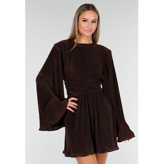 Braunes Plissee-Stretchkleid