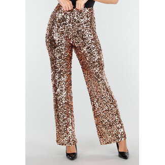 Goldfarbene Pailletten-Stretchhose