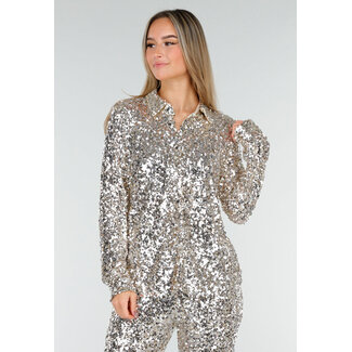 Silberne Paillettenbluse