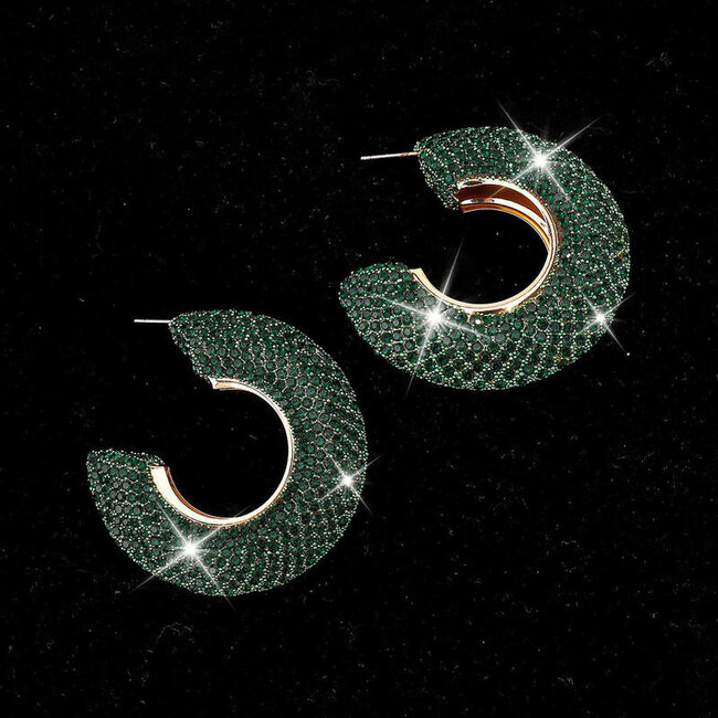 Statement-Ohrringe mit Strass und glänzendem Finish