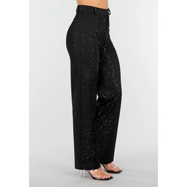 Schwarze Petite Glitter Super Stretch Hose mit Gürtelschlaufen