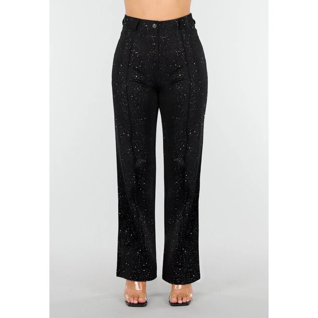 Schwarze Petite Glitter Super Stretch Hose mit Gürtelschlaufen