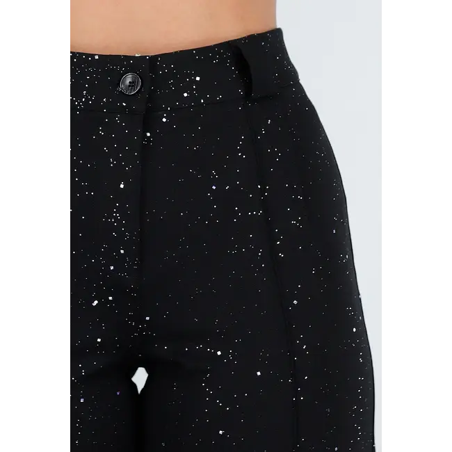 Schwarze Petite Glitter Super Stretch Hose mit Gürtelschlaufen