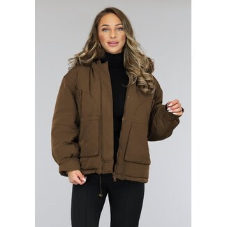 Braune Winterjacke in Übergröße