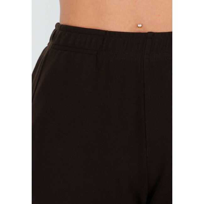 Braune weiche Stretchhose mit geradem Bein