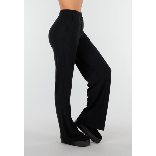 Schwarze weiche Stretchhose mit geradem Bein