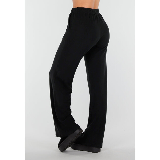 Schwarze weiche Stretchhose mit geradem Bein
