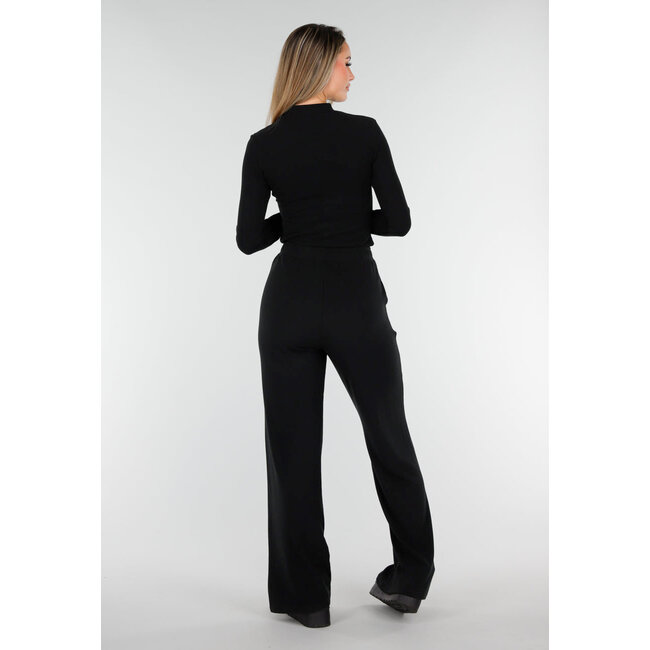 Schwarze weiche Stretchhose mit geradem Bein