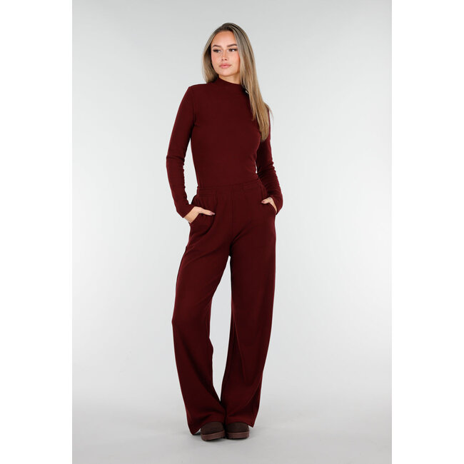 Burgundy Weiche Stretchhose mit geradem Bein