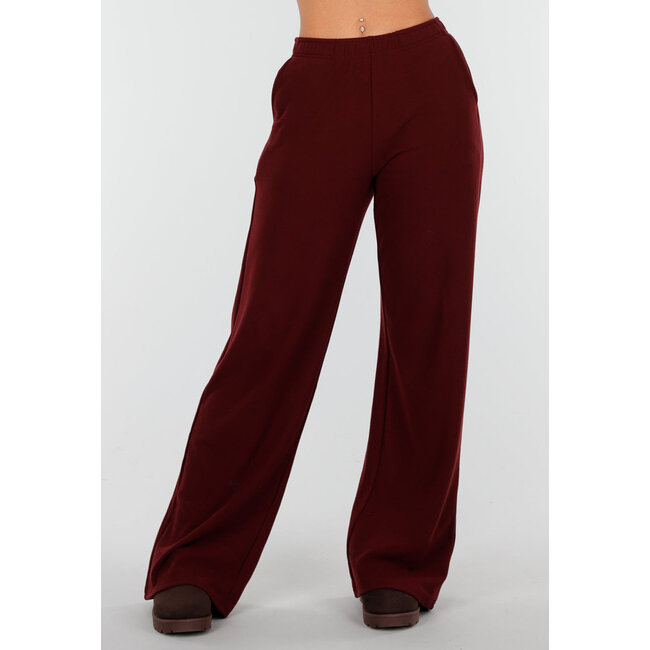 Burgundy Weiche Stretchhose mit geradem Bein