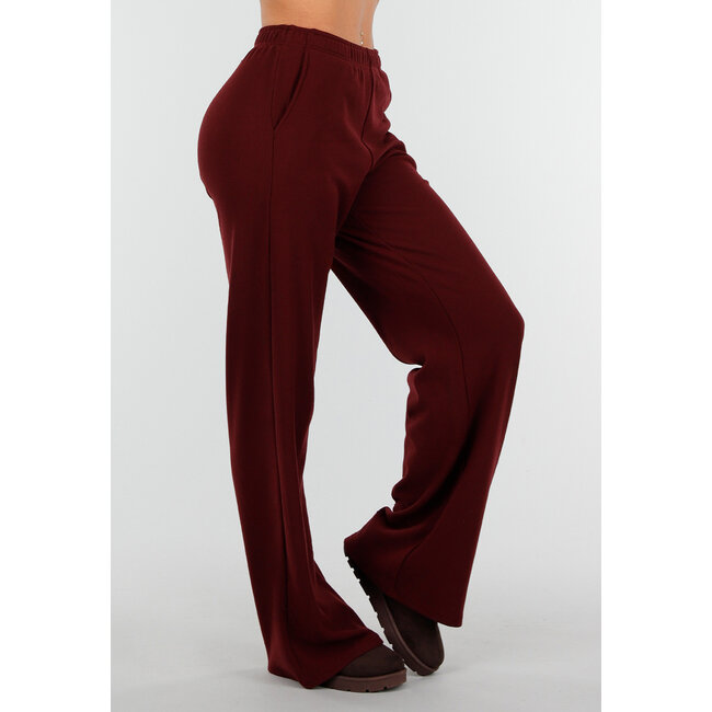 Burgundy Weiche Stretchhose mit geradem Bein