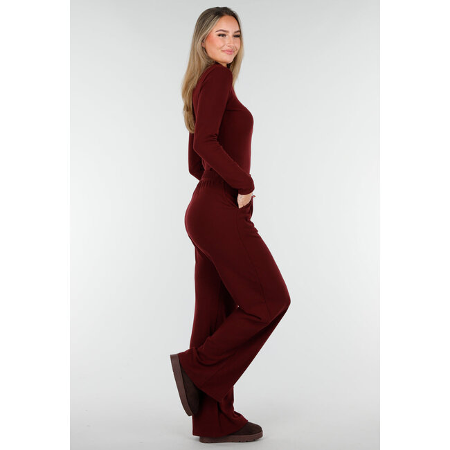 Burgundy Weiche Stretchhose mit geradem Bein