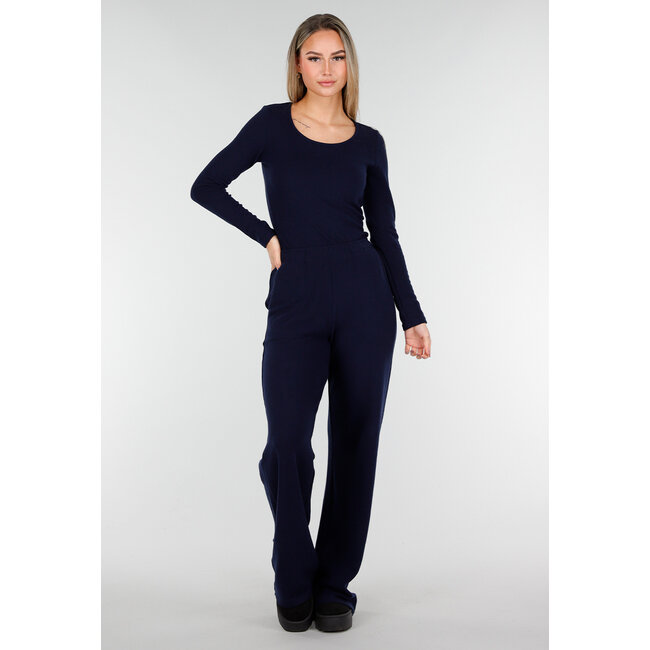 Navy Weiche Stretchhose mit geradem Bein