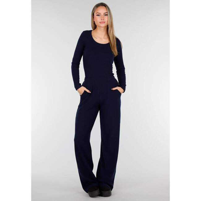 Navy Weiche Stretchhose mit geradem Bein