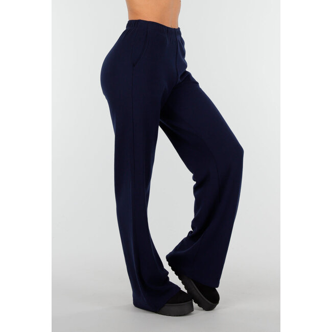 Navy Weiche Stretchhose mit geradem Bein