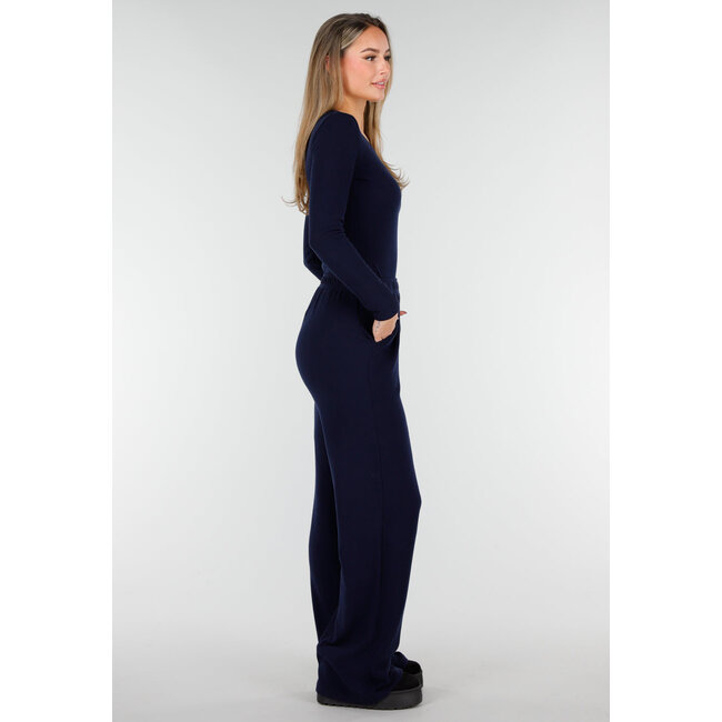 Navy Weiche Stretchhose mit geradem Bein