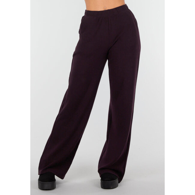 Aubergine Weiche Stretchhose mit geradem Bein