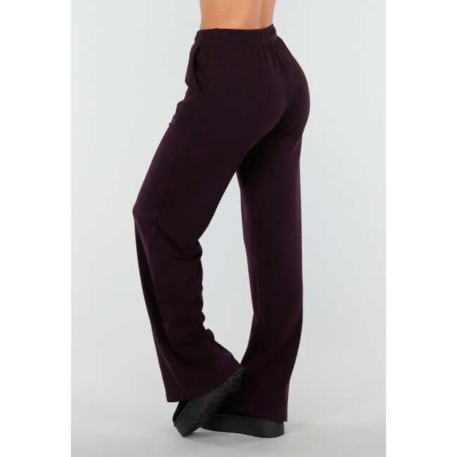 Aubergine Weiche Stretchhose mit geradem Bein