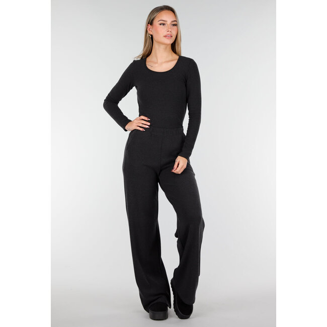 Graue weiche Stretchhose mit geradem Bein