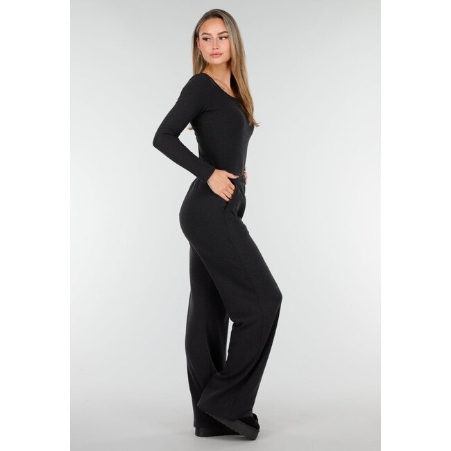 Graue weiche Stretchhose mit geradem Bein