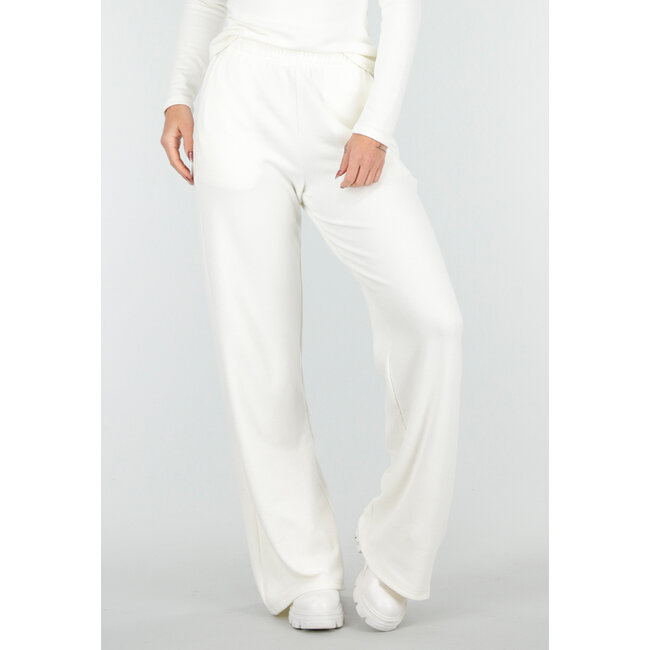Weiße, weiche Stretchhose mit geradem Bein