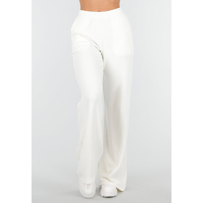 Weiße, weiche Stretchhose mit geradem Bein