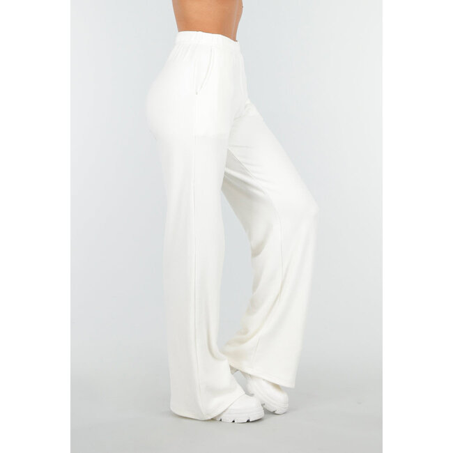 Weiße, weiche Stretchhose mit geradem Bein