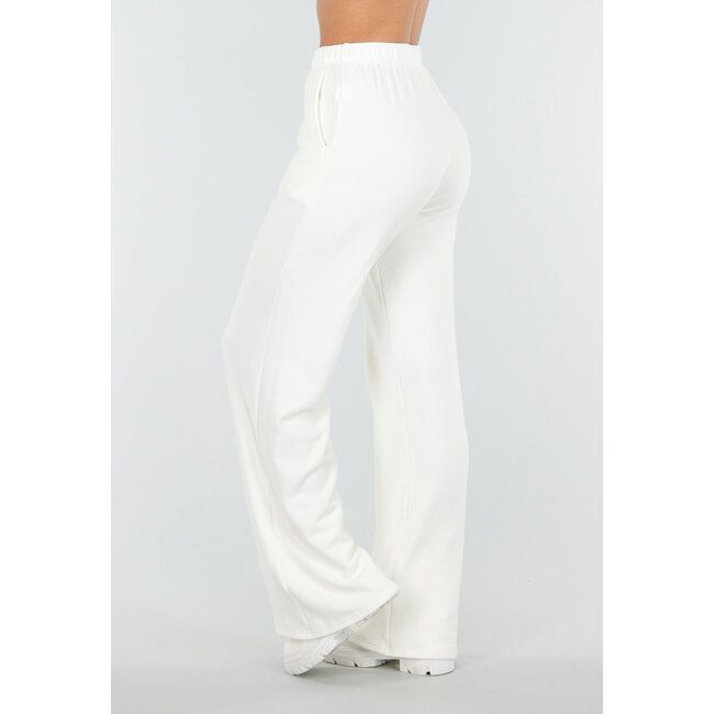 Weiße, weiche Stretchhose mit geradem Bein