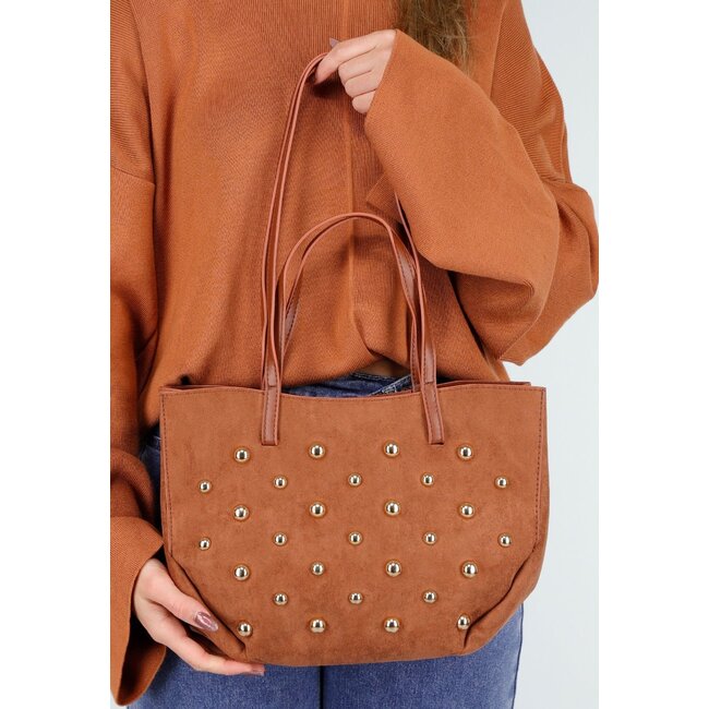 Suède Look Studded Shopper Tasche mit Henkeln