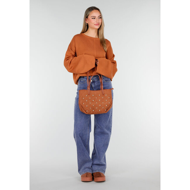 Suède Look Studded Shopper Tasche mit Henkeln