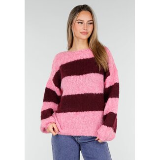 Gestreifter Pullover in Rosa und Bordeauxrot