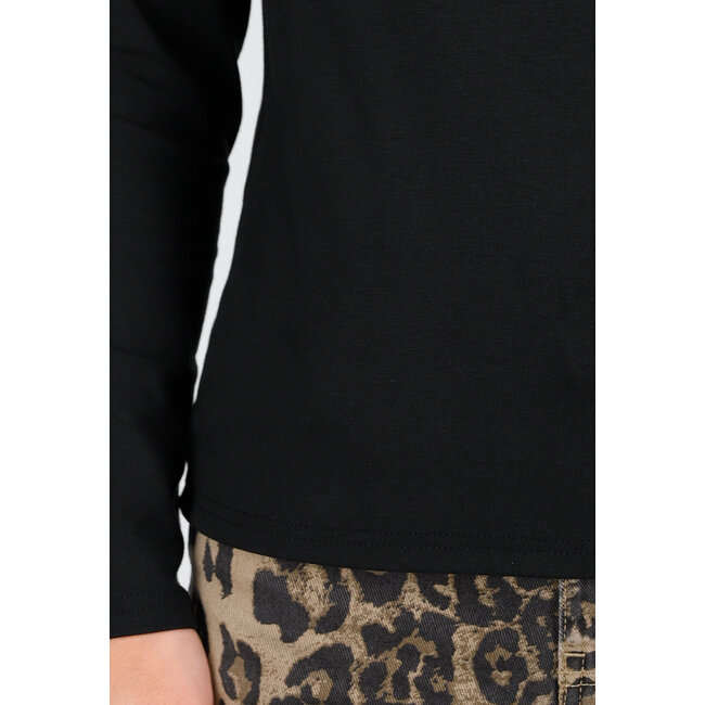 Schwarzes, weiches Stretch-Oberteil mit langen Ärmeln