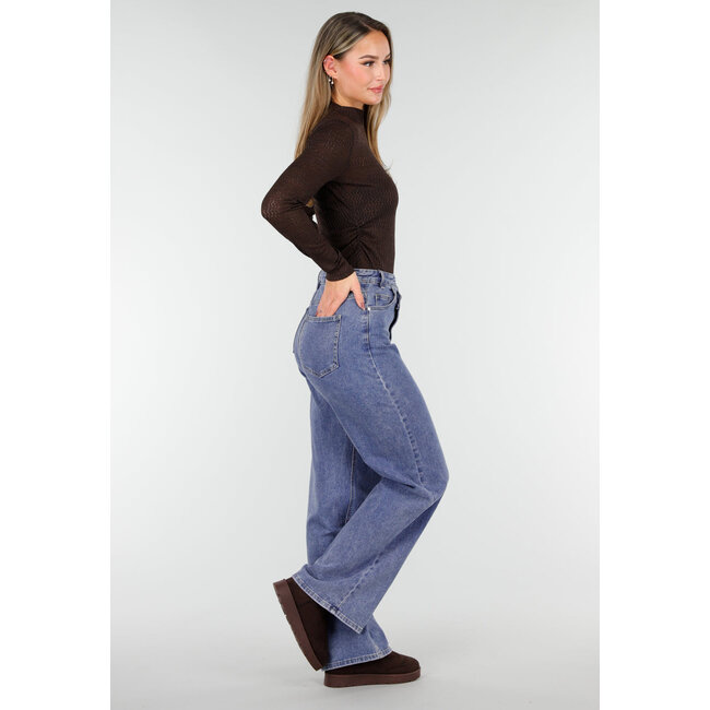 Braunes, halbtransparentes Mesh-Oberteil mit langen Ärmeln