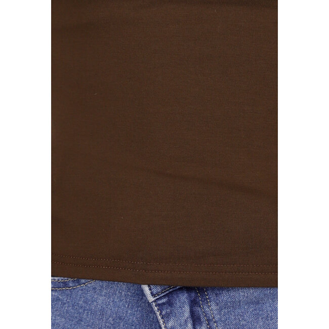 Braunes, weiches Stretch-Oberteil mit langen Ärmeln und Rollkragen