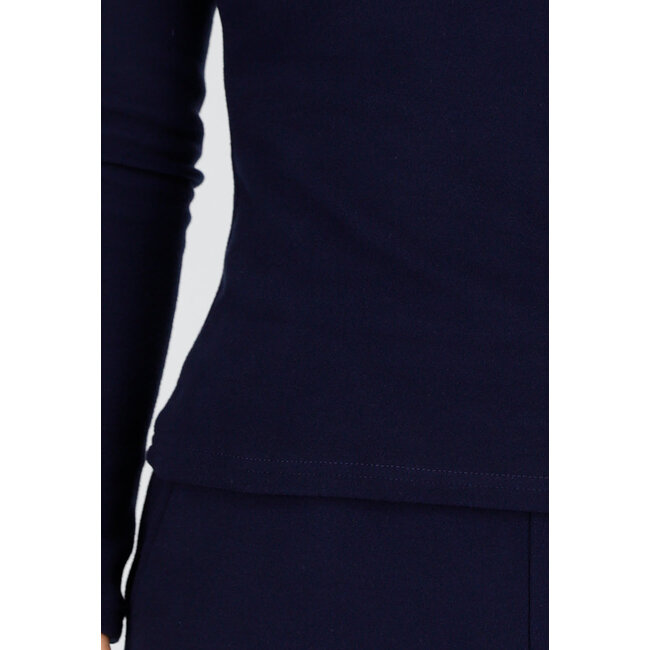 Dunkelblaues, weiches Stretch-Oberteil mit Rundhalsausschnitt und langen Ärmeln