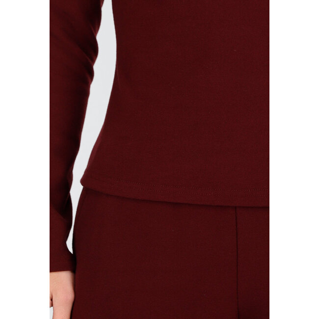 Burgundy Weiches Stretch-Oberteil mit Rollkragen und langen Ärmeln