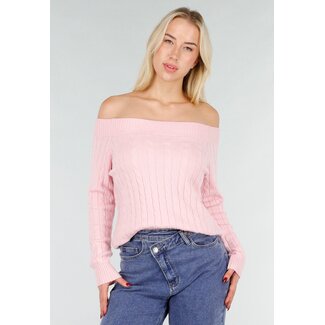 Hellrosa Off-Shoulder-Pullover