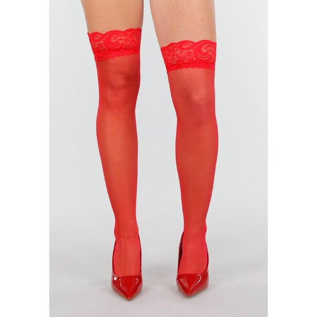 Rote Spitzenstrümpfe