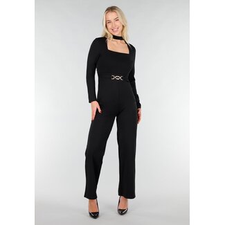 Schwarzer Jumpsuit mit festem Choker