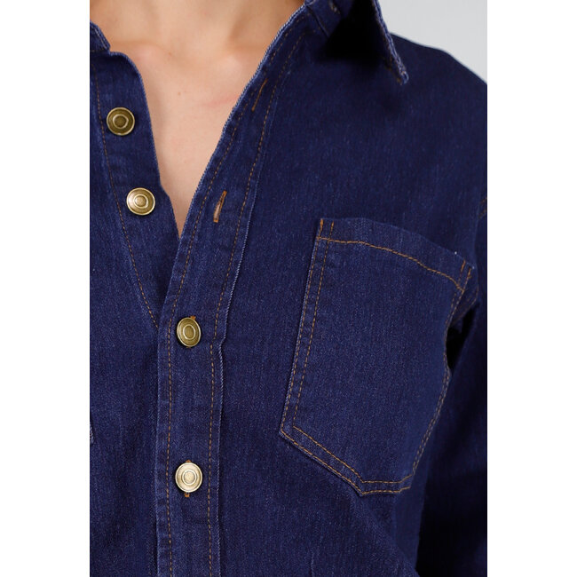 Denim-Jumpsuit in Blau mit langen Ärmeln