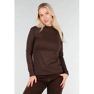 Braunes Langarm-Stretch-Oberteil