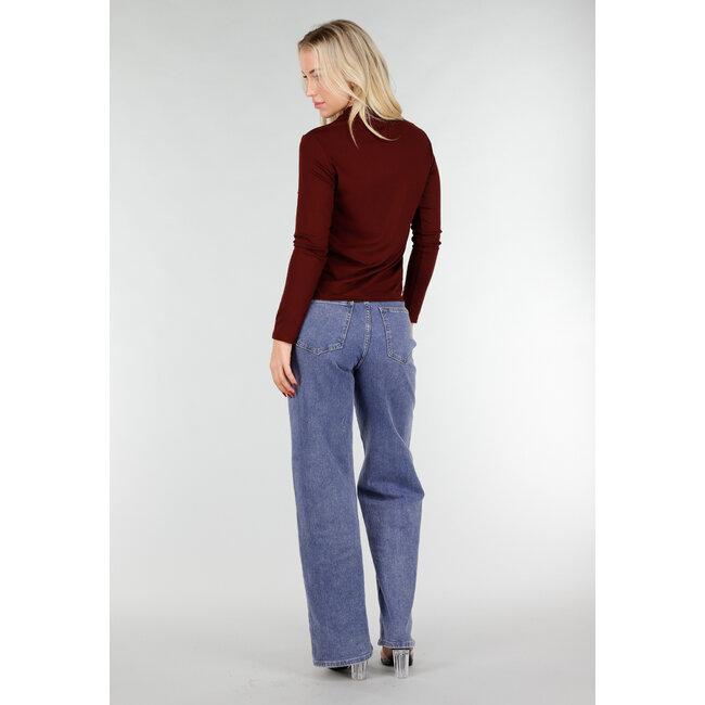 Bordeaux Top mit langen Ärmeln und Rollkragen
