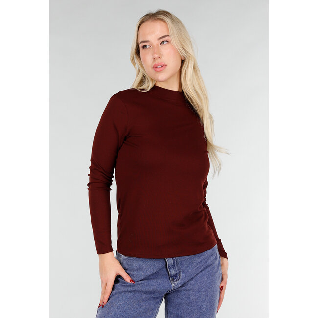 Bordeaux Top mit langen Ärmeln und Rollkragen