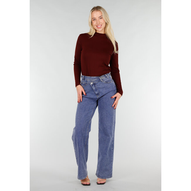 Bordeaux Top mit langen Ärmeln und Rollkragen