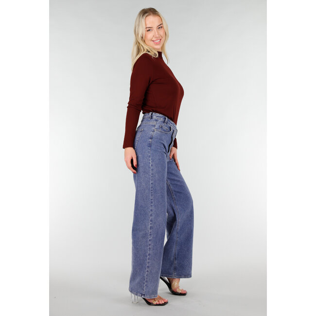 Bordeaux Top mit langen Ärmeln und Rollkragen