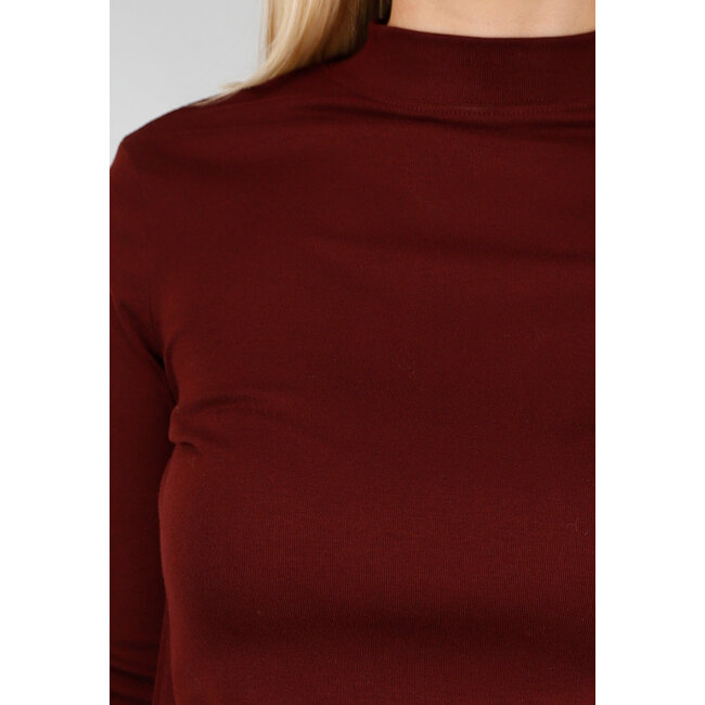 Bordeaux Top mit langen Ärmeln und Rollkragen