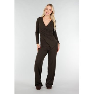 Braunes Stretch-Zweiteiler-Set